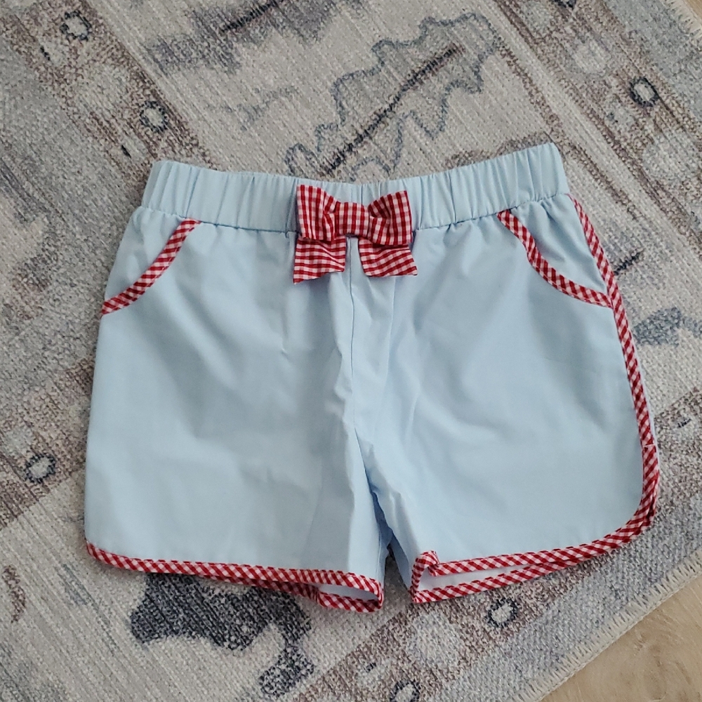 The Beaufort Bonnet Company Girls Gingham Bow Cheryl Shorts Sz6